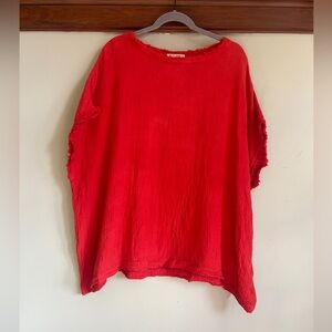 Red cotton gauze top
